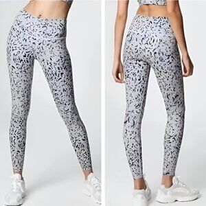 Varley Century 7/8 Leggings Blue Ivory Cheetah Print Size S